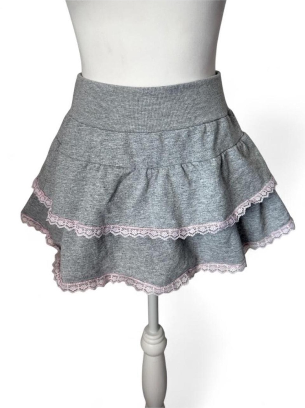 Y2K Gray Ruffle Mini Skirt